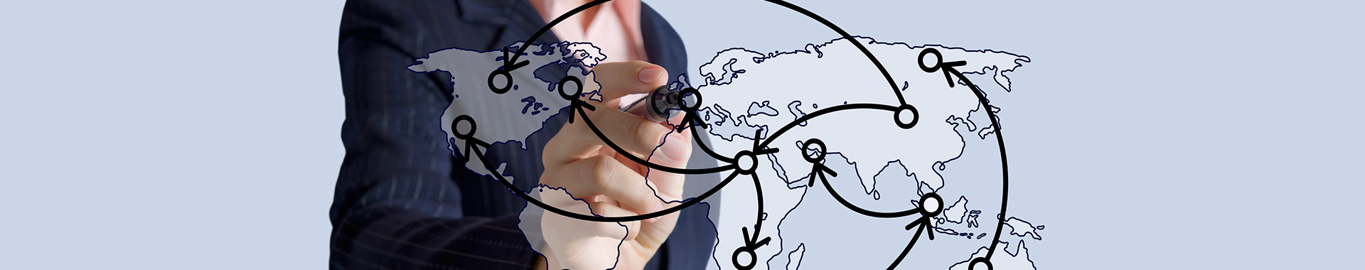 Professional interacting with global network visualization